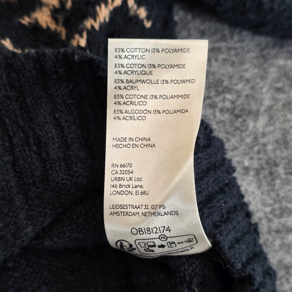 Free People Fair Isle Oversized Nellie Elephant Knit Sweater Large‎ Black Brown - Picture 9 of 14